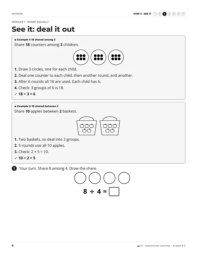 Page 6 of Division. Step 3, See It: See it: deal it out