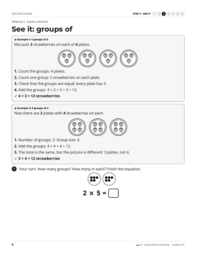 Page 6 of Multiplication. Step 3, See It: See it: groups of